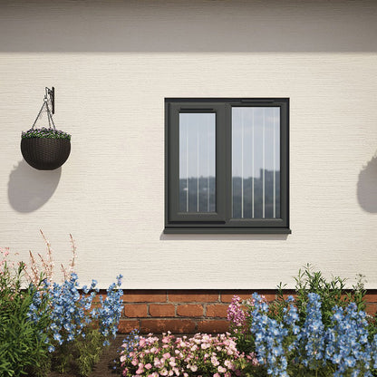 Crystal UPVC Grey 7016 Casement Window Left Hand Side Hung Next To Fixed Light Clear Glazing - JJ Building Materials