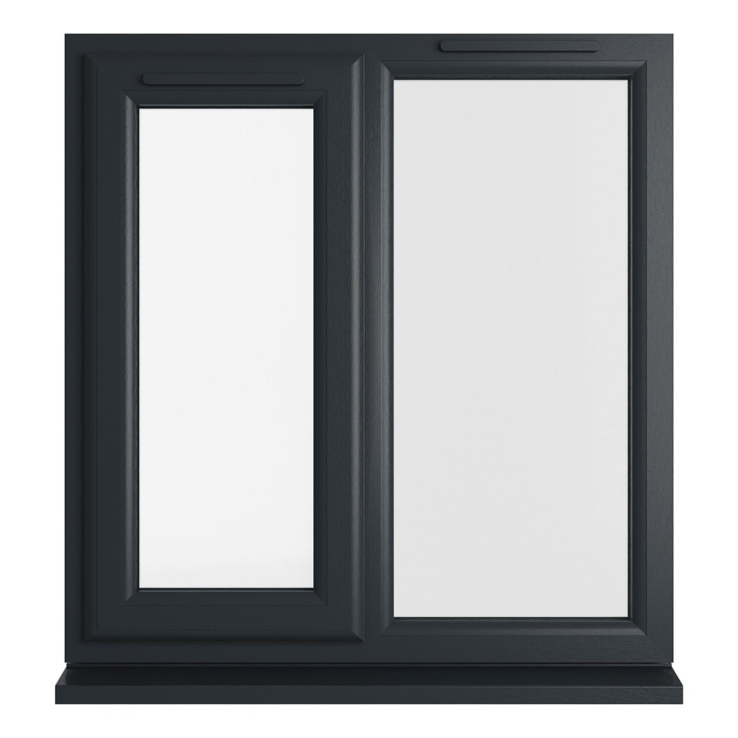 Crystal UPVC Grey 7016 Casement Window Left Hand Side Hung Next To Fixed Light Clear Glazing - JJ Building Materials