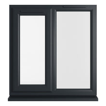 Crystal UPVC Grey 7016 Casement Window Left Hand Side Hung Next To Fixed Light Clear Glazing - JJ Building Materials