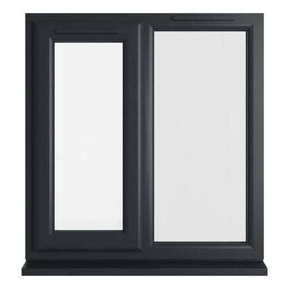Crystal UPVC Grey 7016 Casement Window Left Hand Side Hung Next To Fixed Light Clear Glazing - JJ Building Materials
