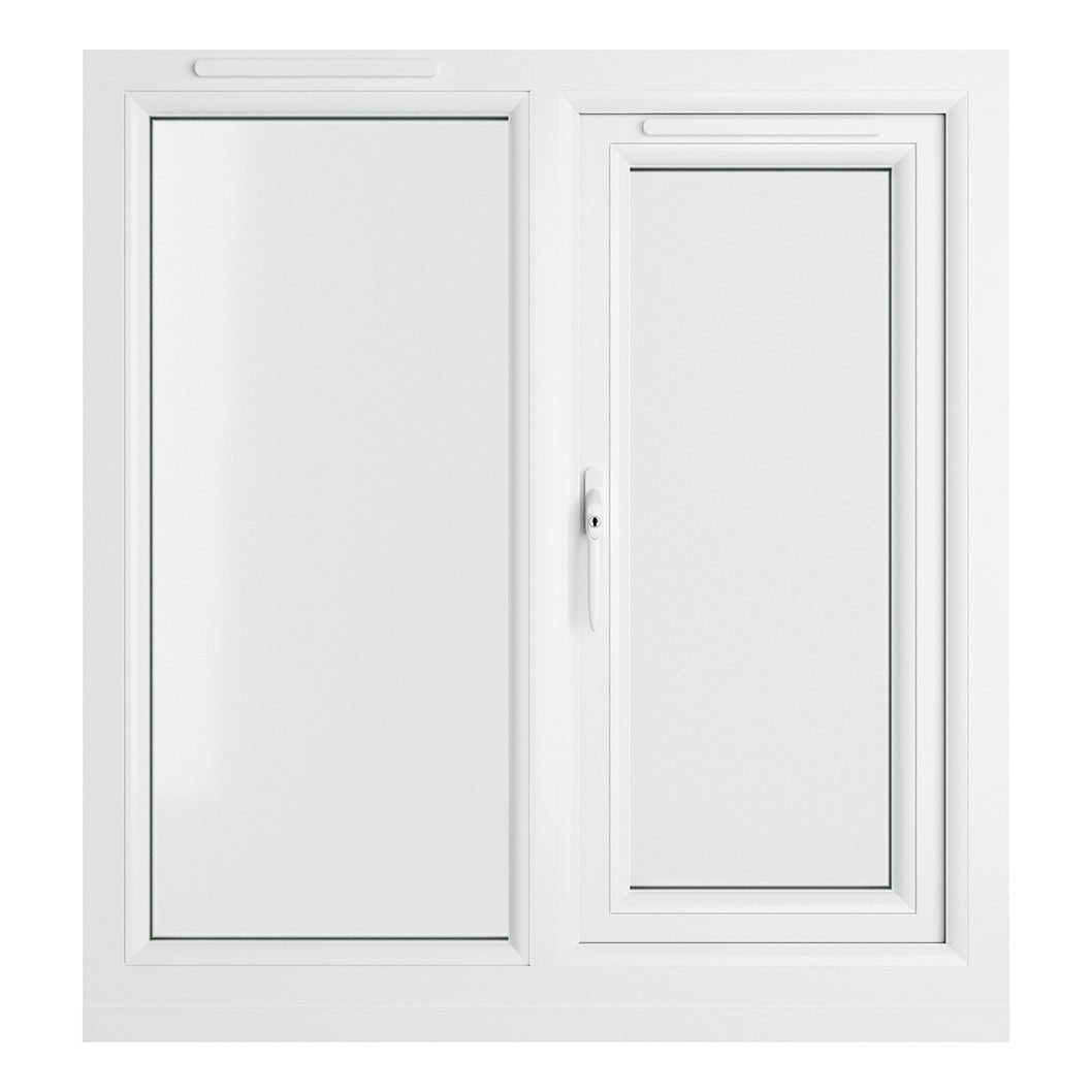 Crystal UPVC Grey 7016 Casement Window Left Hand Side Hung Next To Fixed Light Clear Glazing - JJ Building Materials