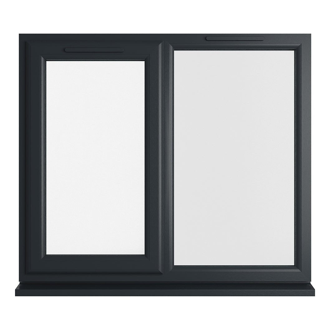 Crystal UPVC Grey 7016 Casement Window Left Hand Side Hung Next To Fixed Light Clear Glazing - JJ Building Materials