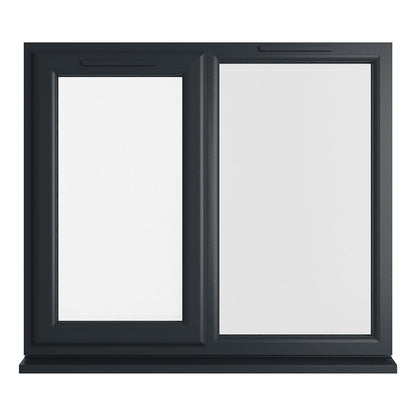 Crystal UPVC Grey 7016 Casement Window Left Hand Side Hung Next To Fixed Light Clear Glazing - JJ Building Materials
