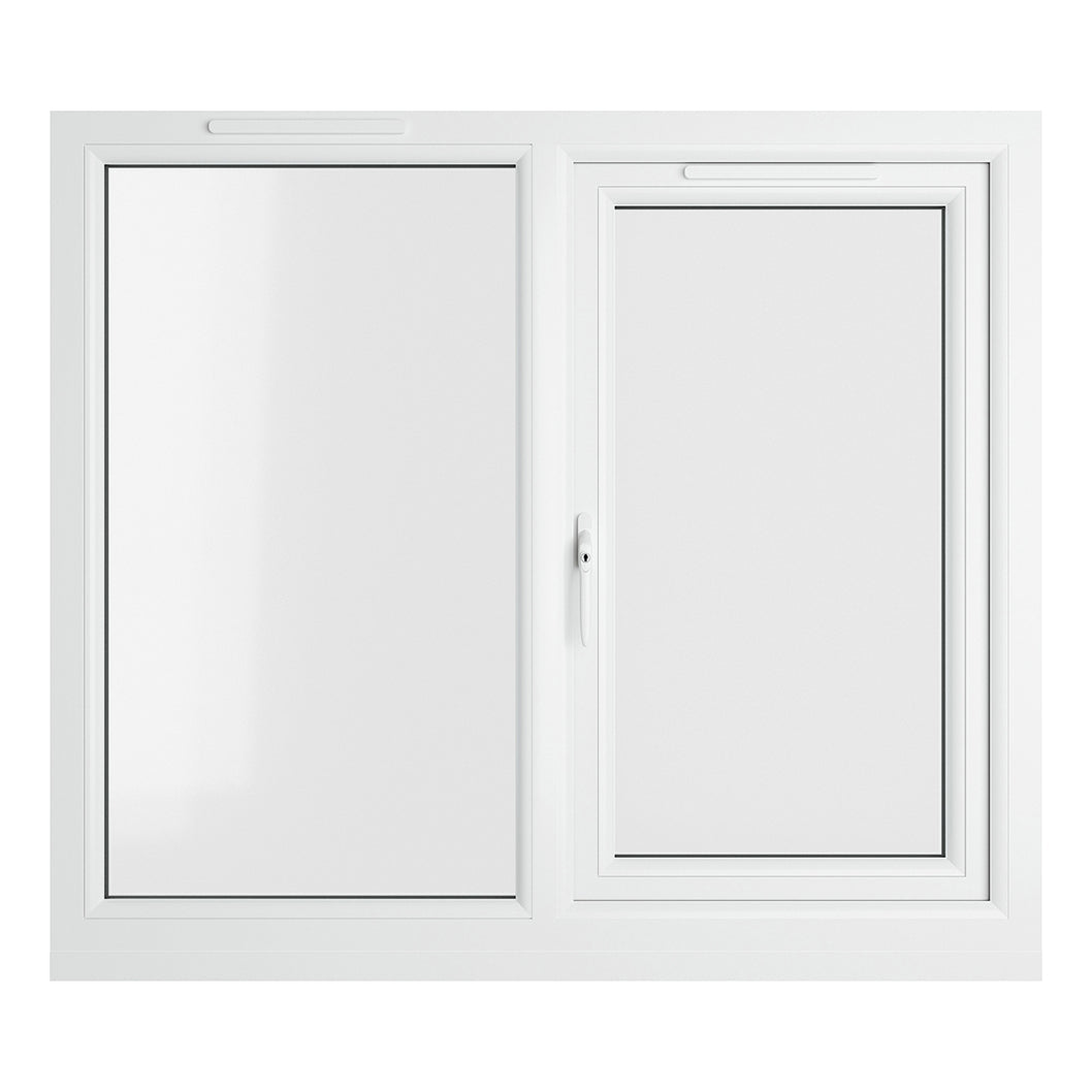 Crystal UPVC Grey 7016 Casement Window Left Hand Side Hung Next To Fixed Light Clear Glazing - JJ Building Materials