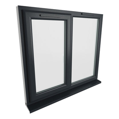 Crystal UPVC Grey 7016 Casement Window Left Hand Side Hung Next To Fixed Light Clear Glazing - JJ Building Materials