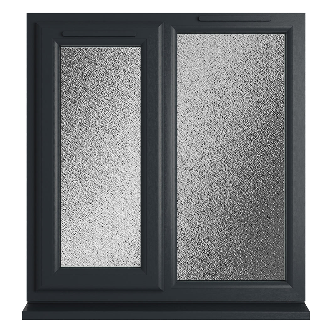 Crystal UPVC Grey 7016 Casement Window Left Hand Side Hung Next To Fixed Light Obscure Glazing - JJ Building Materials