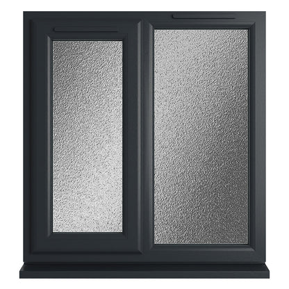 Crystal UPVC Grey 7016 Casement Window Left Hand Side Hung Next To Fixed Light Obscure Glazing - JJ Building Materials