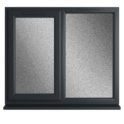 Crystal UPVC Grey 7016 Casement Window Left Hand Side Hung Next To Fixed Light Obscure Glazing - JJ Building Materials