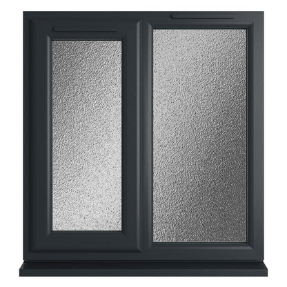 Crystal UPVC Grey 7016 Casement Window Left Hand Side Hung Next To Fixed Light Obscure Glazing - JJ Building Materials