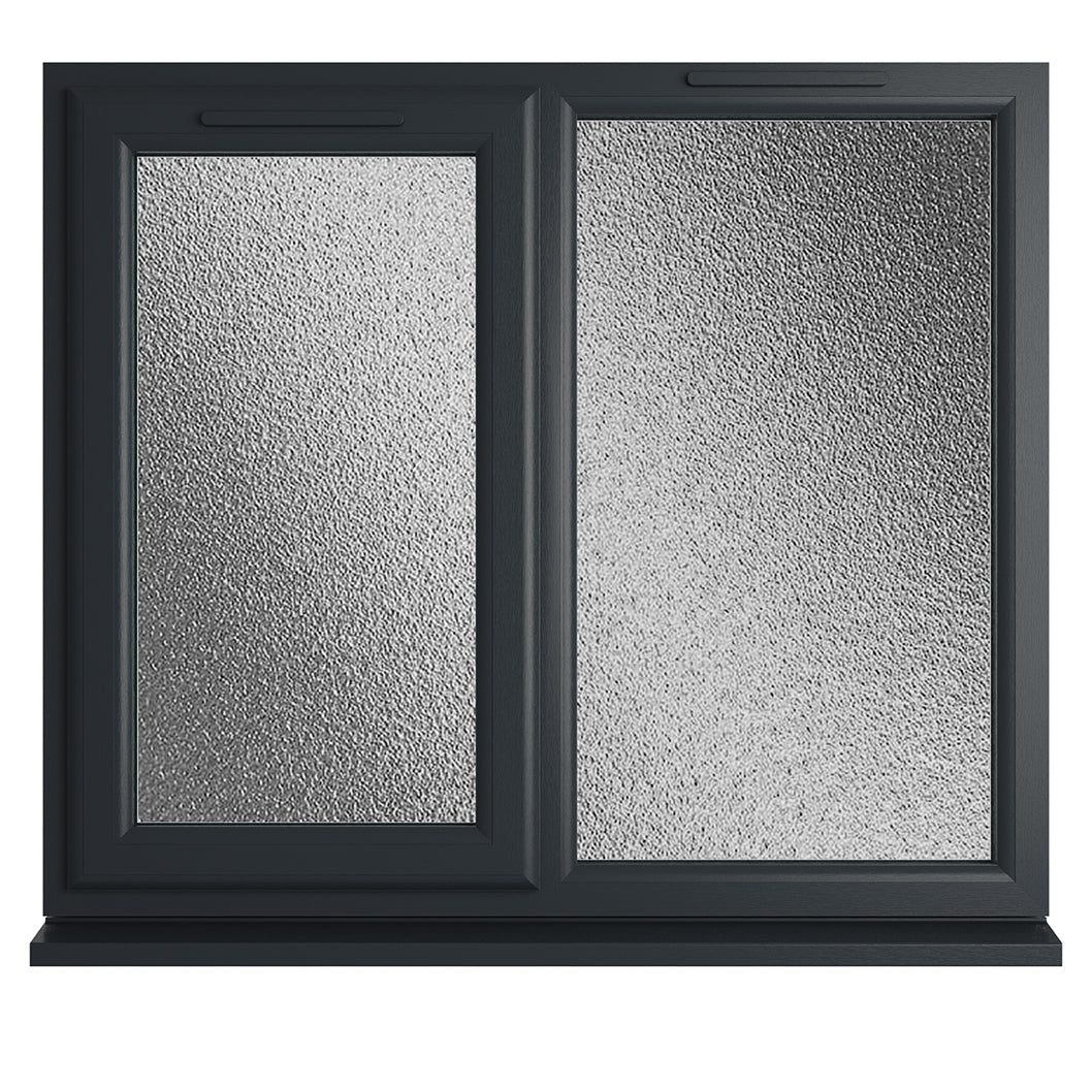 Crystal UPVC Grey 7016 Casement Window Left Hand Side Hung Next To Fixed Light Obscure Glazing - JJ Building Materials