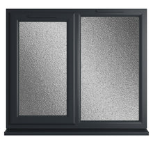 Crystal UPVC Grey 7016 Casement Window Left Hand Side Hung Next To Fixed Light Obscure Glazing - JJ Building Materials