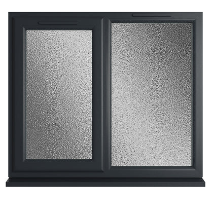 Crystal UPVC Grey 7016 Casement Window Left Hand Side Hung Next To Fixed Light Obscure Glazing - JJ Building Materials