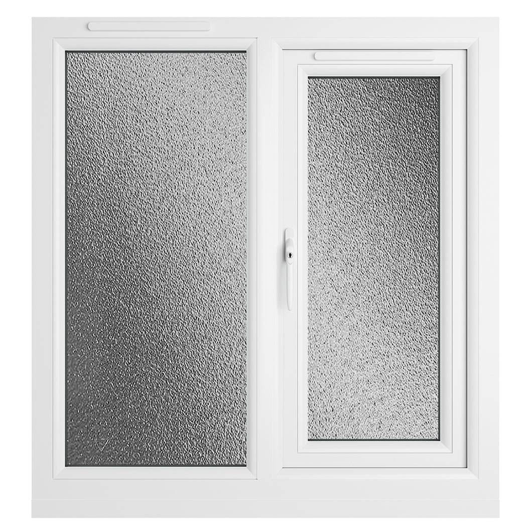 Crystal UPVC Grey 7016 Casement Window Left Hand Side Hung Next To Fixed Light Obscure Glazing - JJ Building Materials
