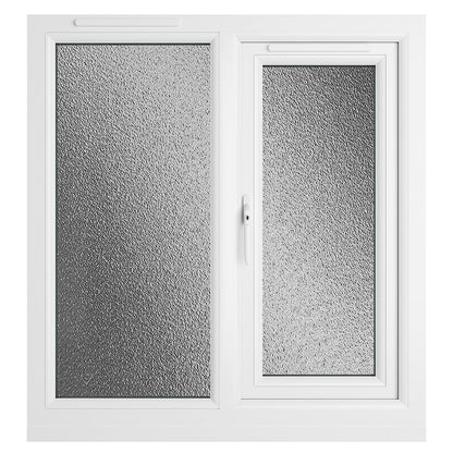 Crystal UPVC Grey 7016 Casement Window Left Hand Side Hung Next To Fixed Light Obscure Glazing - JJ Building Materials