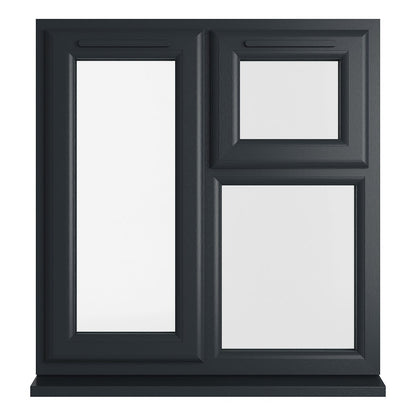 Crystal UPVC Grey 7016 Casement Window Left Hand Side Hung Next To Top Opener Over a Fixed Light Clear Glazing - JJ Building Materials