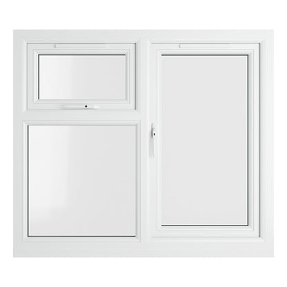 Crystal UPVC Grey 7016 Casement Window Left Hand Side Hung Next To Top Opener Over a Fixed Light Clear Glazing - JJ Building Materials