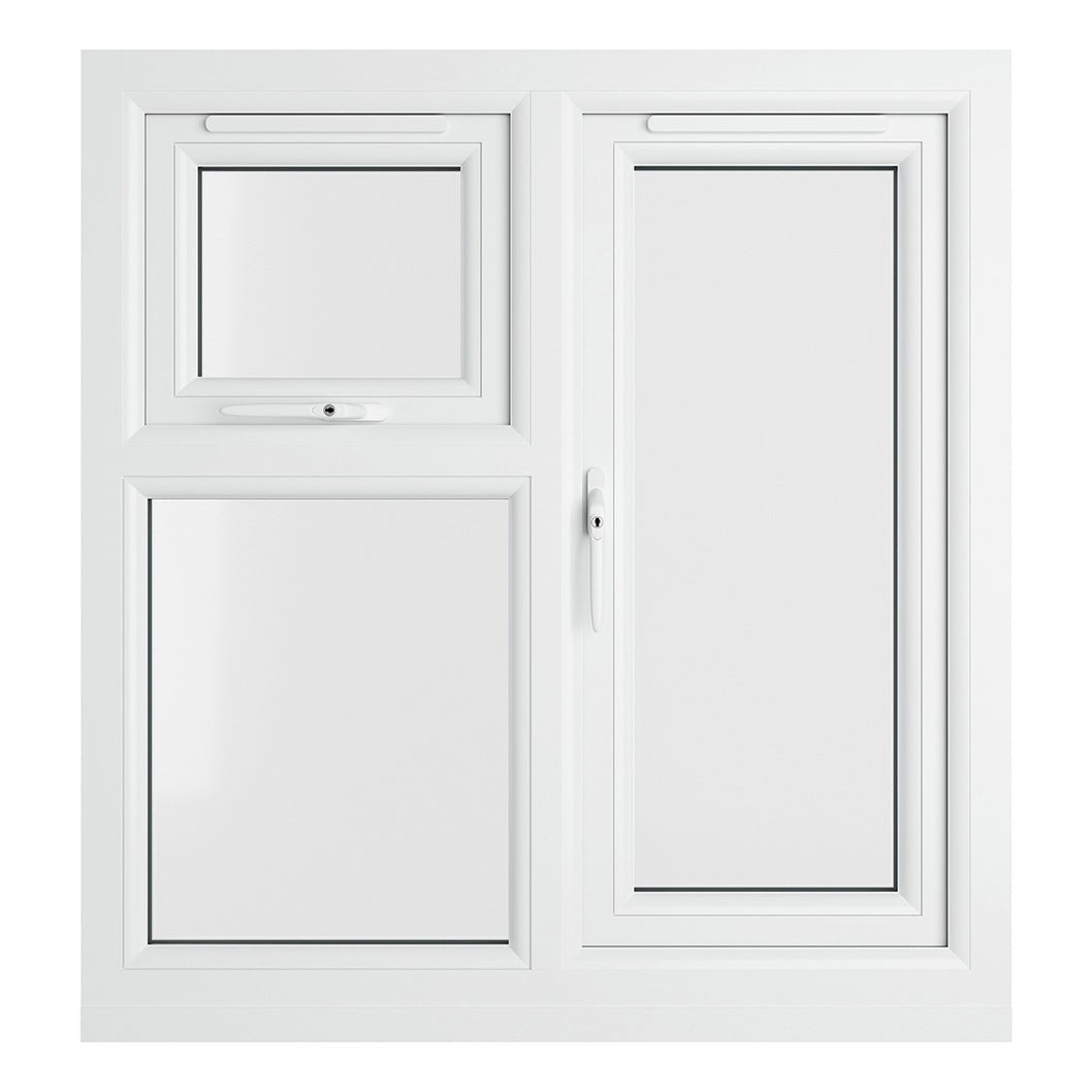 Crystal UPVC Grey 7016 Casement Window Left Hand Side Hung Next To Top Opener Over a Fixed Light Clear Glazing - JJ Building Materials