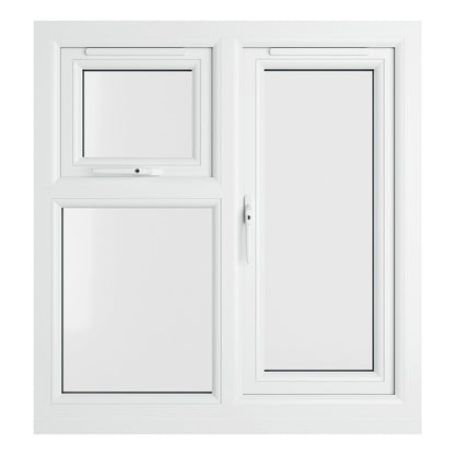 Crystal UPVC Grey 7016 Casement Window Left Hand Side Hung Next To Top Opener Over a Fixed Light Clear Glazing - JJ Building Materials
