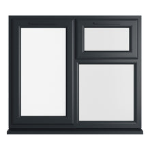 Crystal UPVC Grey 7016 Casement Window Left Hand Side Hung Next To Top Opener Over a Fixed Light Clear Glazing - JJ Building Materials