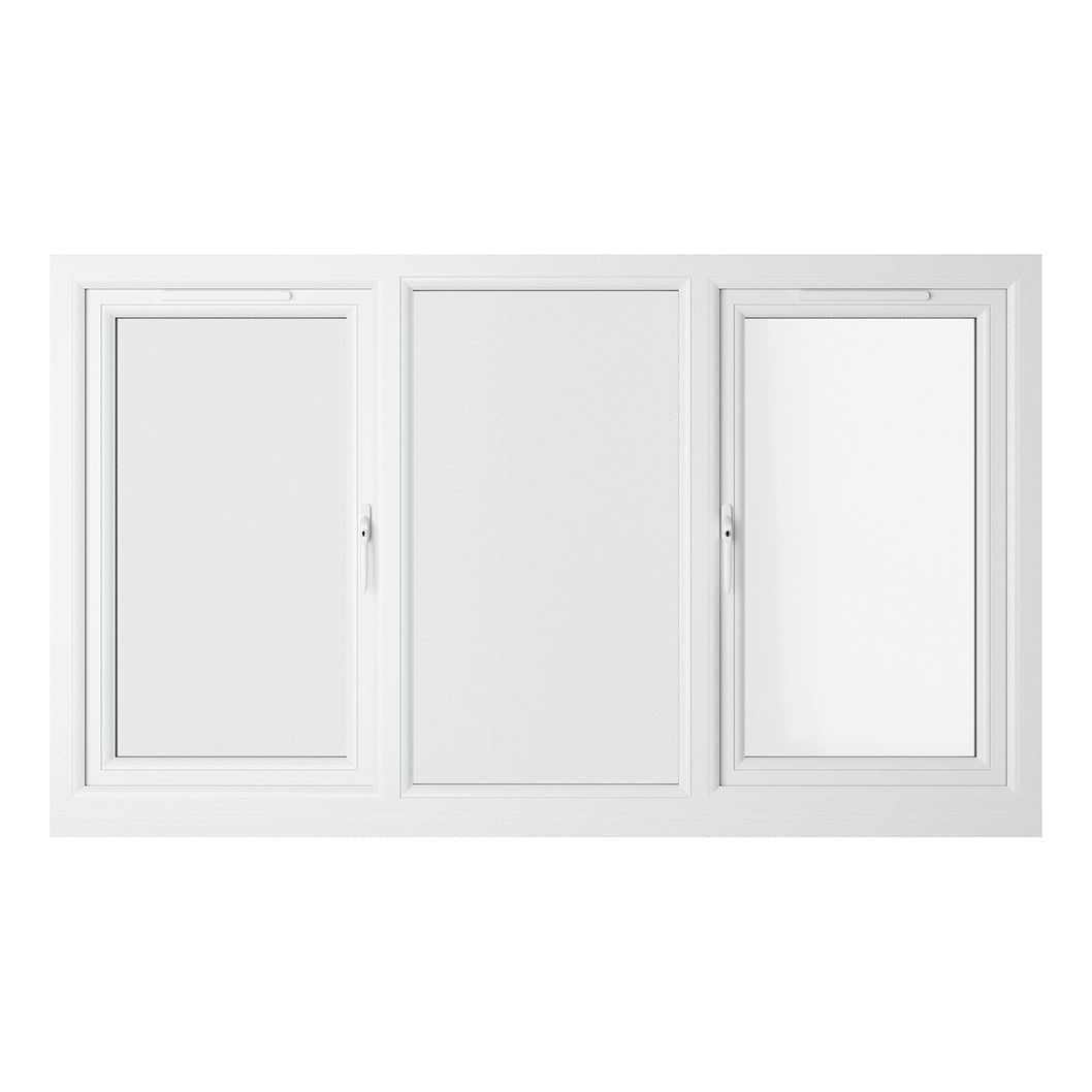 Crystal UPVC Grey 7016 Casement Window Left & Right Side Hung With Fixed Centre Clear Glazing - JJ Building Materials