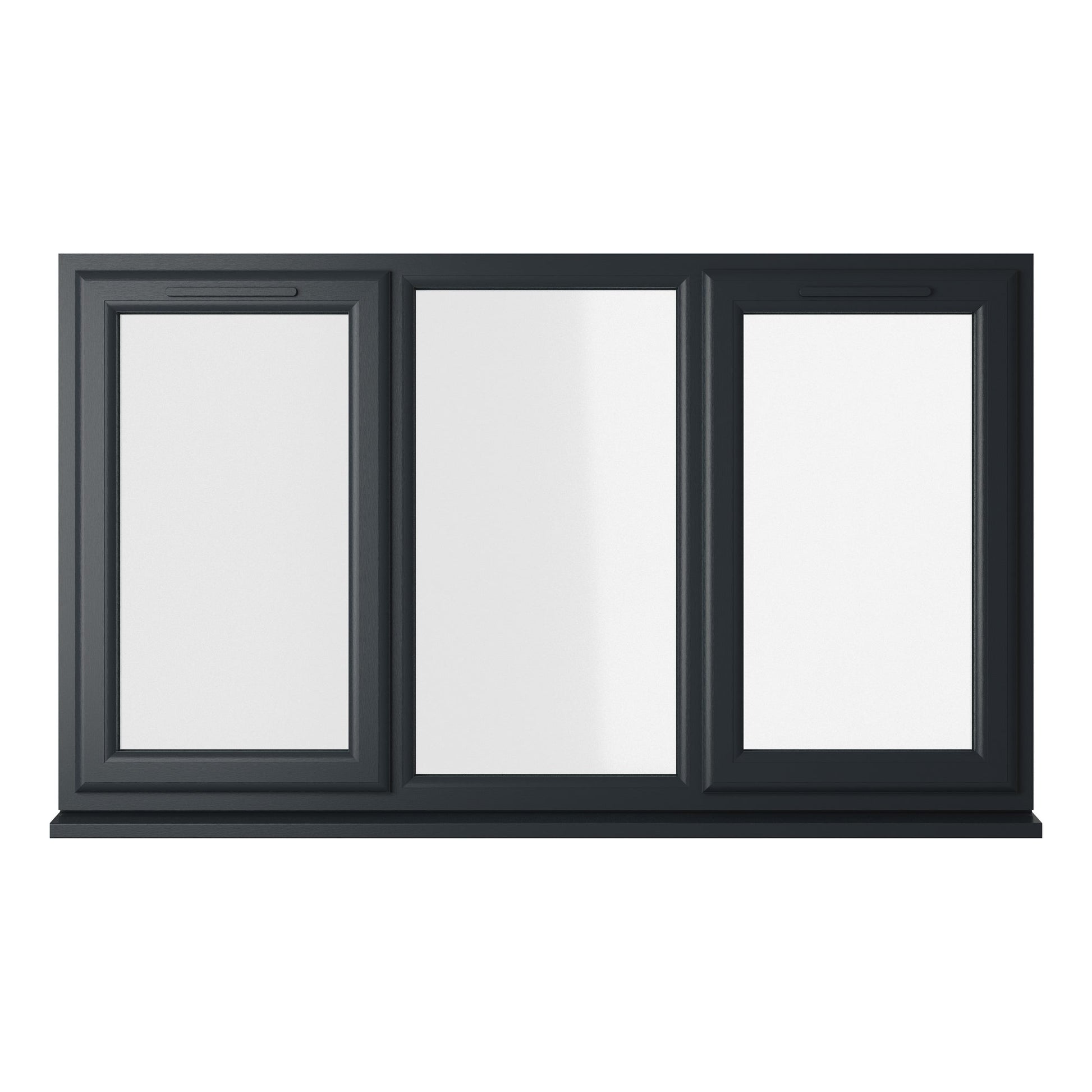 Crystal UPVC Grey 7016 Casement Window Left & Right Side Hung With Fixed Centre Clear Glazing - JJ Building Materials