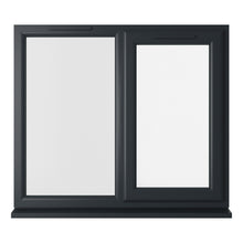 Crystal UPVC Grey 7016 Casement Window Right Hand Side Hung Next To Fixed Light Clear Glazing - JJ Building Materials