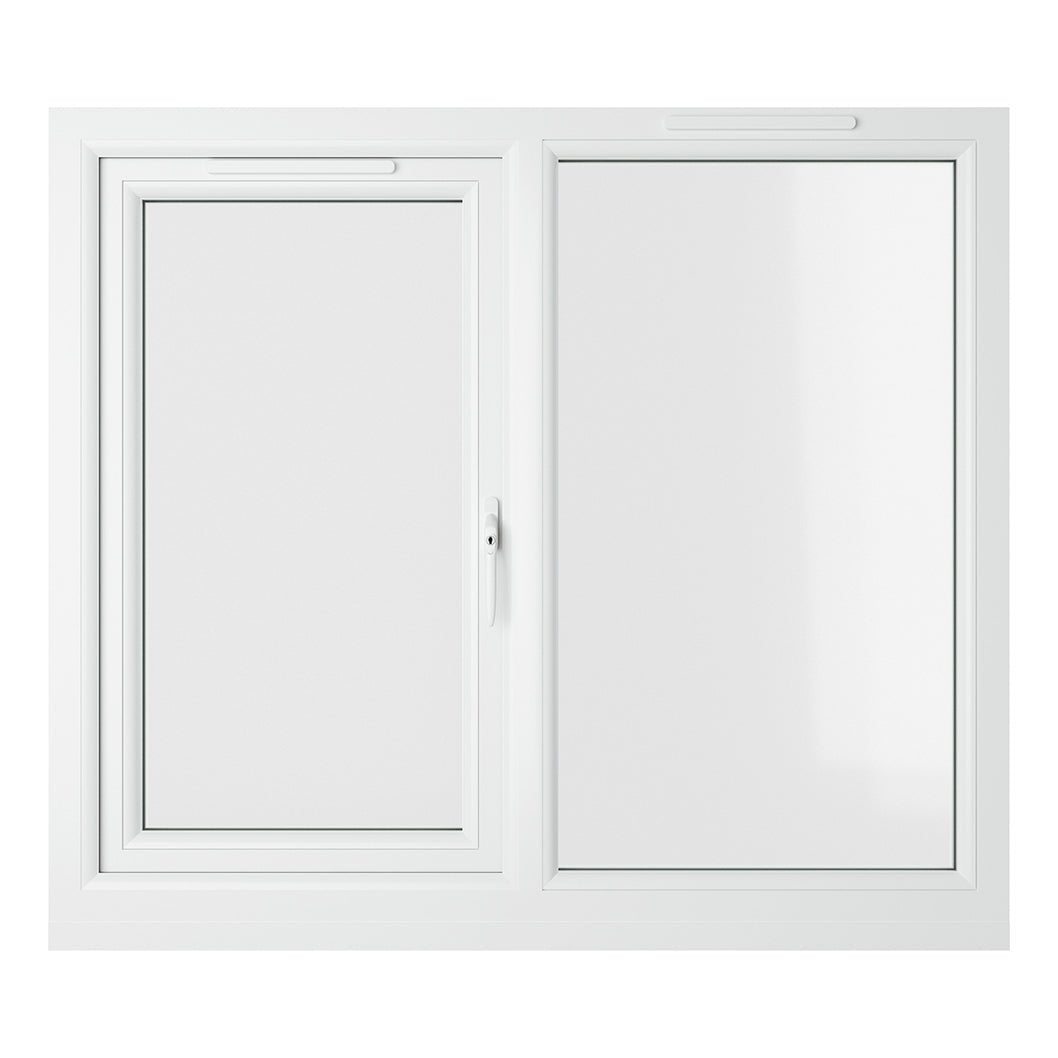 Crystal UPVC Grey 7016 Casement Window Right Hand Side Hung Next To Fixed Light Clear Glazing - JJ Building Materials