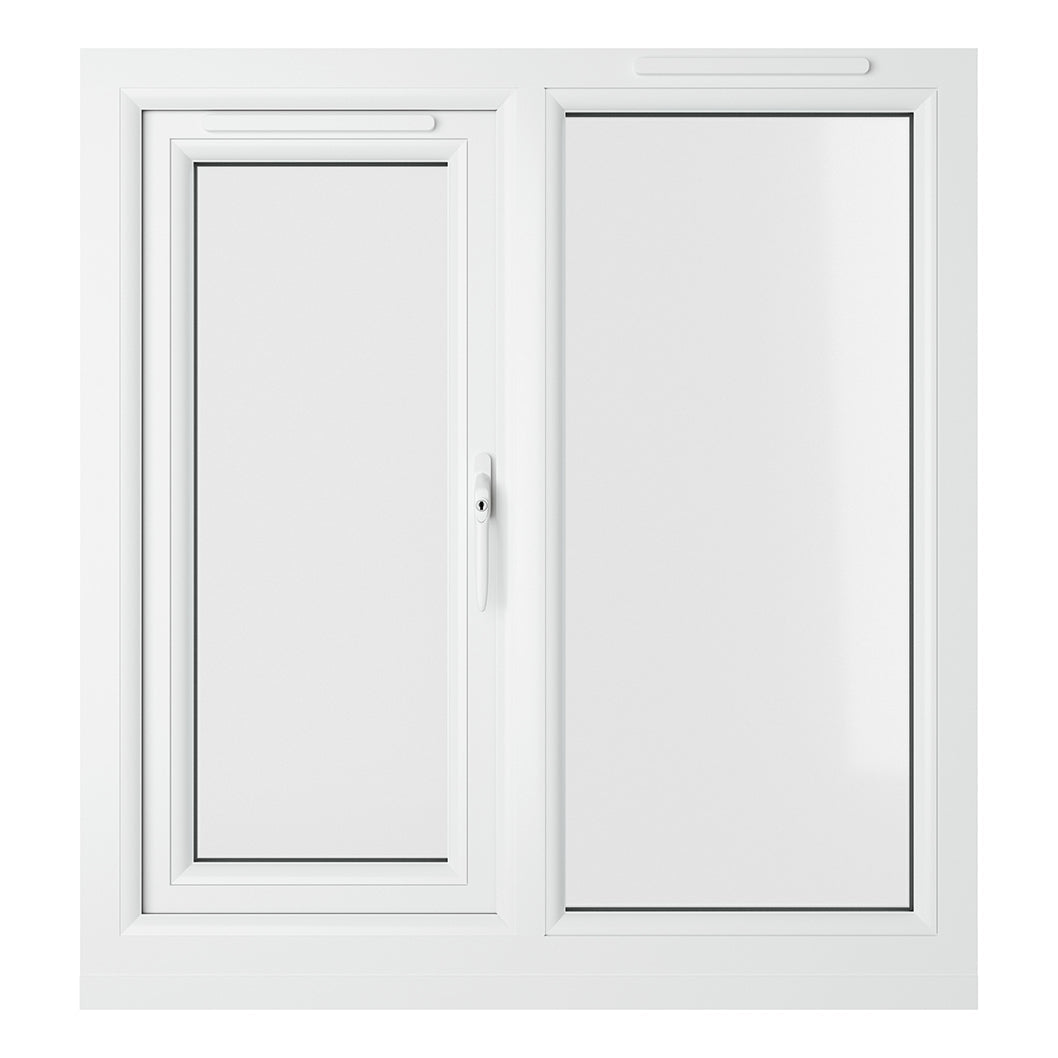 Crystal UPVC Grey 7016 Casement Window Right Hand Side Hung Next To Fixed Light Clear Glazing - JJ Building Materials