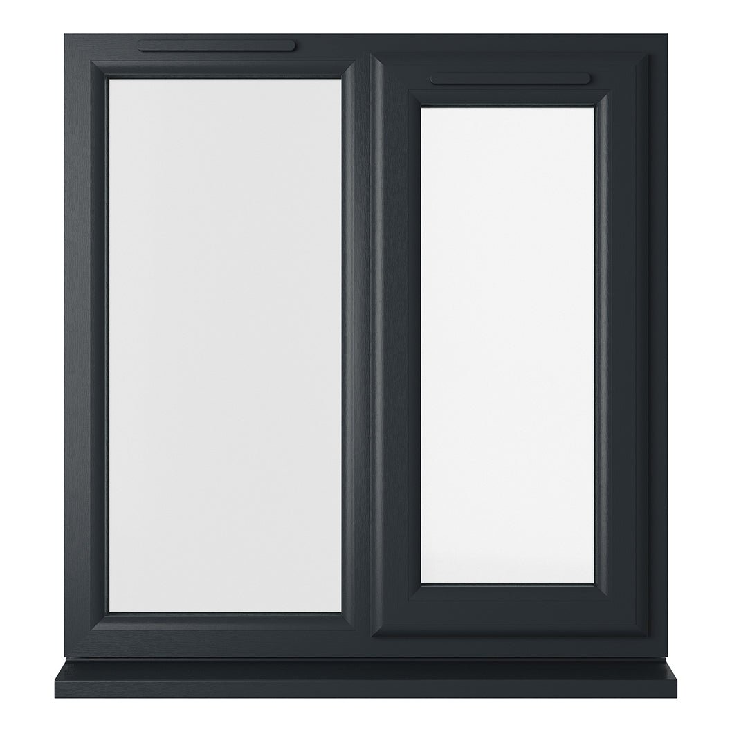 Crystal UPVC Grey 7016 Casement Window Right Hand Side Hung Next To Fixed Light Clear Glazing - JJ Building Materials
