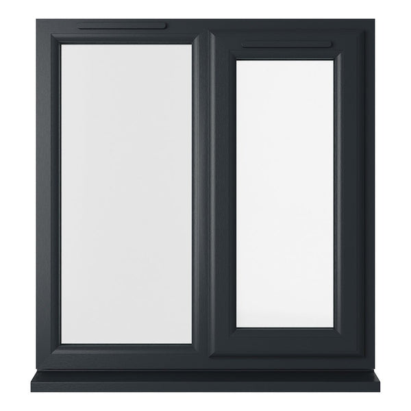 Crystal UPVC Grey 7016 Casement Window Right Hand Side Hung Next To Fixed Light Clear Glazing - JJ Building Materials