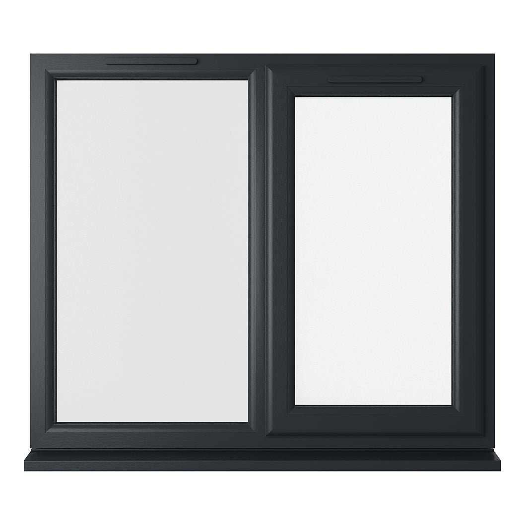 Crystal UPVC Grey 7016 Casement Window Right Hand Side Hung Next To Fixed Light Clear Glazing - JJ Building Materials