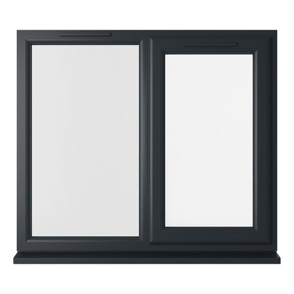 Crystal UPVC Grey 7016 Casement Window Right Hand Side Hung Next To Fixed Light Clear Glazing - JJ Building Materials