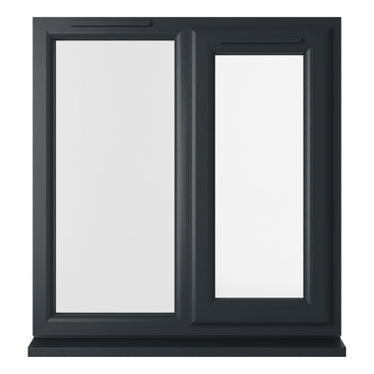 Crystal UPVC Grey 7016 Casement Window Right Hand Side Hung Next To Fixed Light Clear Glazing - JJ Building Materials