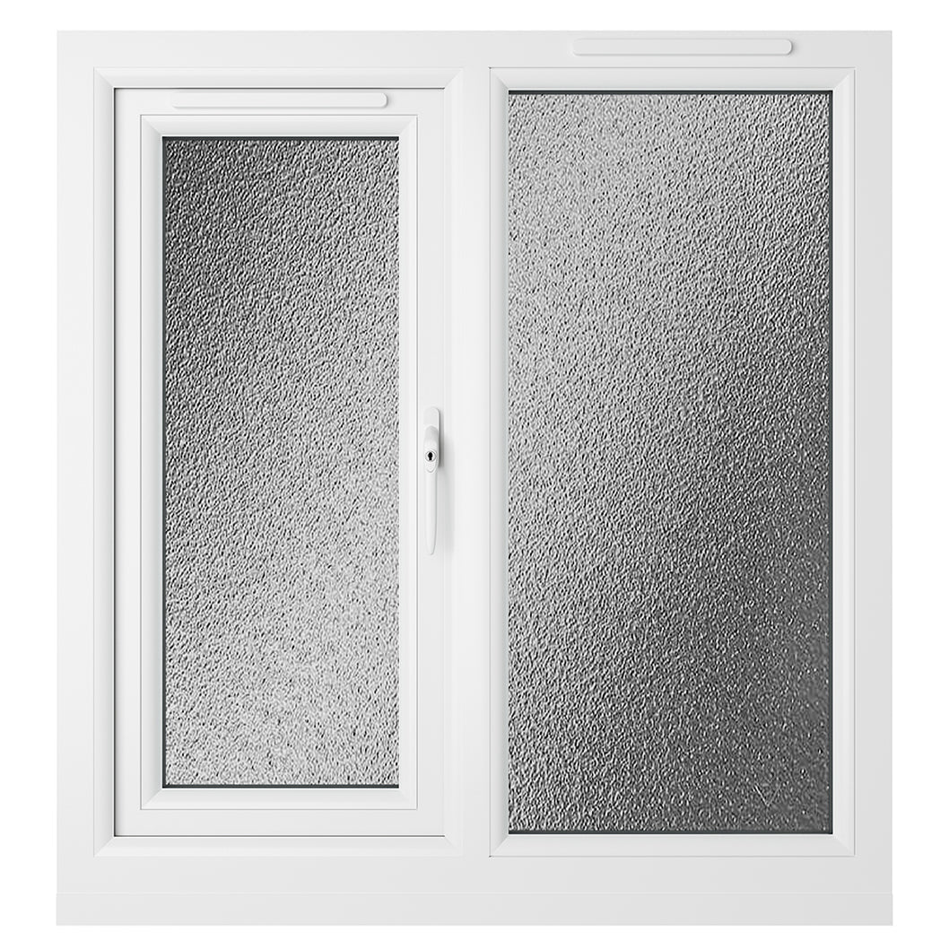 Crystal UPVC Grey 7016 Casement Window Right Hand Side Hung Next To Fixed Light Obscure Glazing - JJ Building Materials