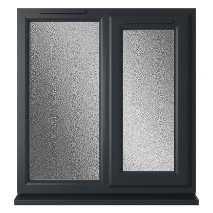 Crystal UPVC Grey 7016 Casement Window Right Hand Side Hung Next To Fixed Light Obscure Glazing - JJ Building Materials
