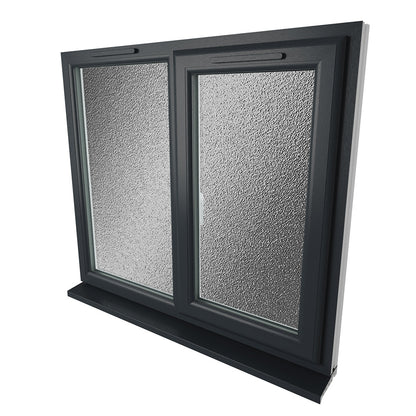 Crystal UPVC Grey 7016 Casement Window Right Hand Side Hung Next To Fixed Light Obscure Glazing - JJ Building Materials