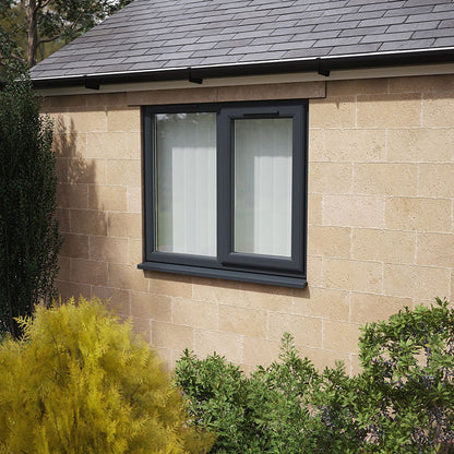 Crystal UPVC Grey 7016 Casement Window Right Hand Side Hung Next To Fixed Light Obscure Glazing - JJ Building Materials