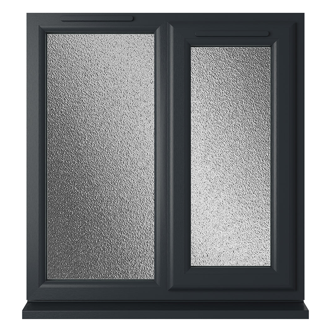 Crystal UPVC Grey 7016 Casement Window Right Hand Side Hung Next To Fixed Light Obscure Glazing - JJ Building Materials