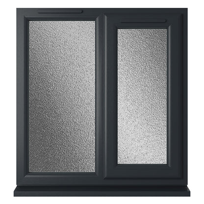 Crystal UPVC Grey 7016 Casement Window Right Hand Side Hung Next To Fixed Light Obscure Glazing - JJ Building Materials