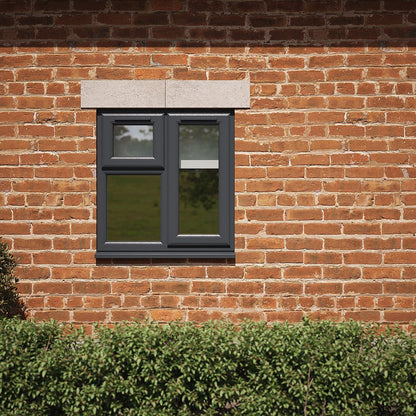 Crystal UPVC Grey 7016 Casement Window Right Hand Side Hung Next To Top Opener Over a Fixed Light Clear Glazing - JJ Building Materials