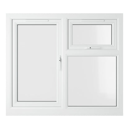 Crystal UPVC Grey 7016 Casement Window Right Hand Side Hung Next To Top Opener Over a Fixed Light Clear Glazing - JJ Building Materials