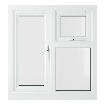 Crystal UPVC Grey 7016 Casement Window Right Hand Side Hung Next To Top Opener Over a Fixed Light Clear Glazing - JJ Building Materials