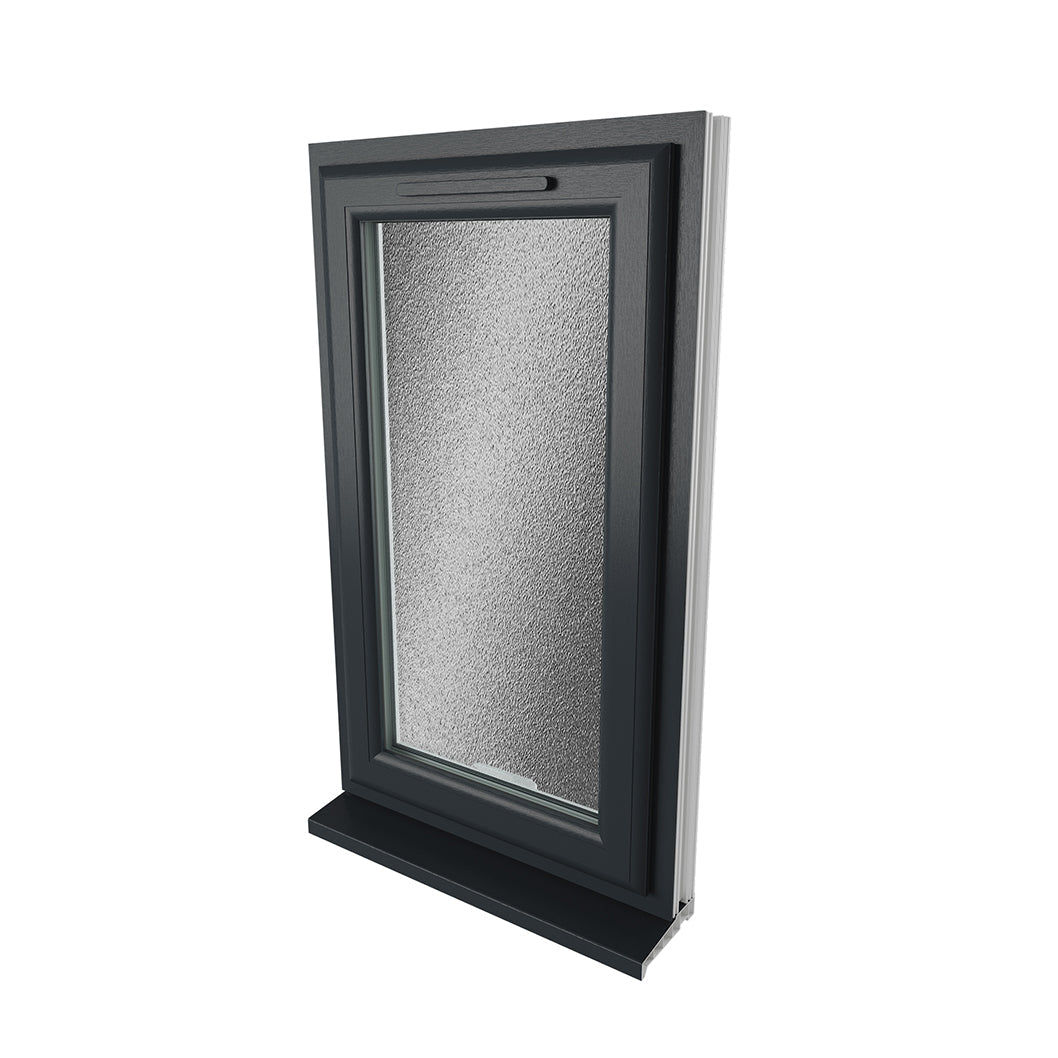 Crystal UPVC Grey 7016 Casement Window Right Hand Side Hung Obscure Glazing - JJ Building Materials
