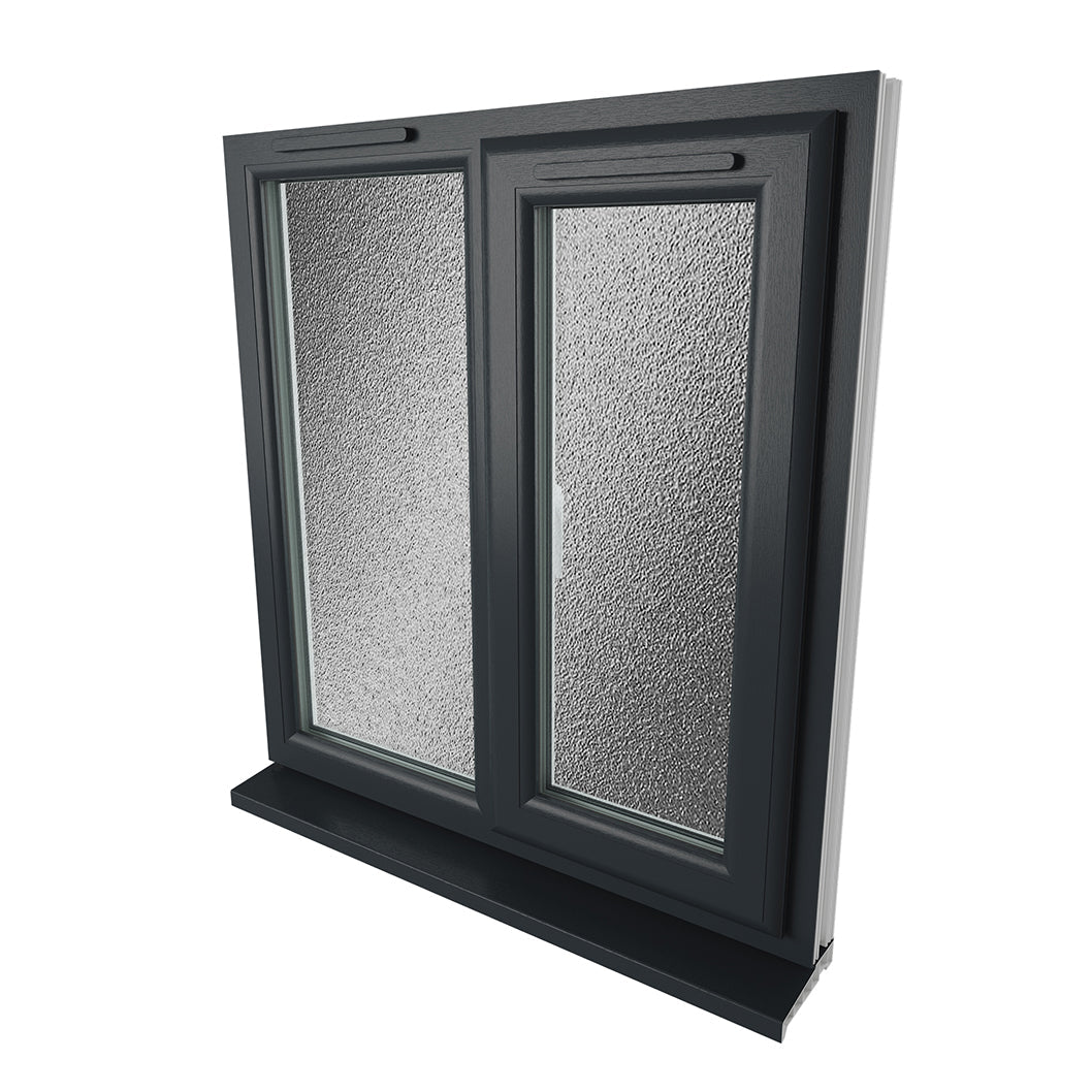 Crystal UPVC Grey 7016 Casement Window Right Hand Side Hung Obscure Glazing - JJ Building Materials