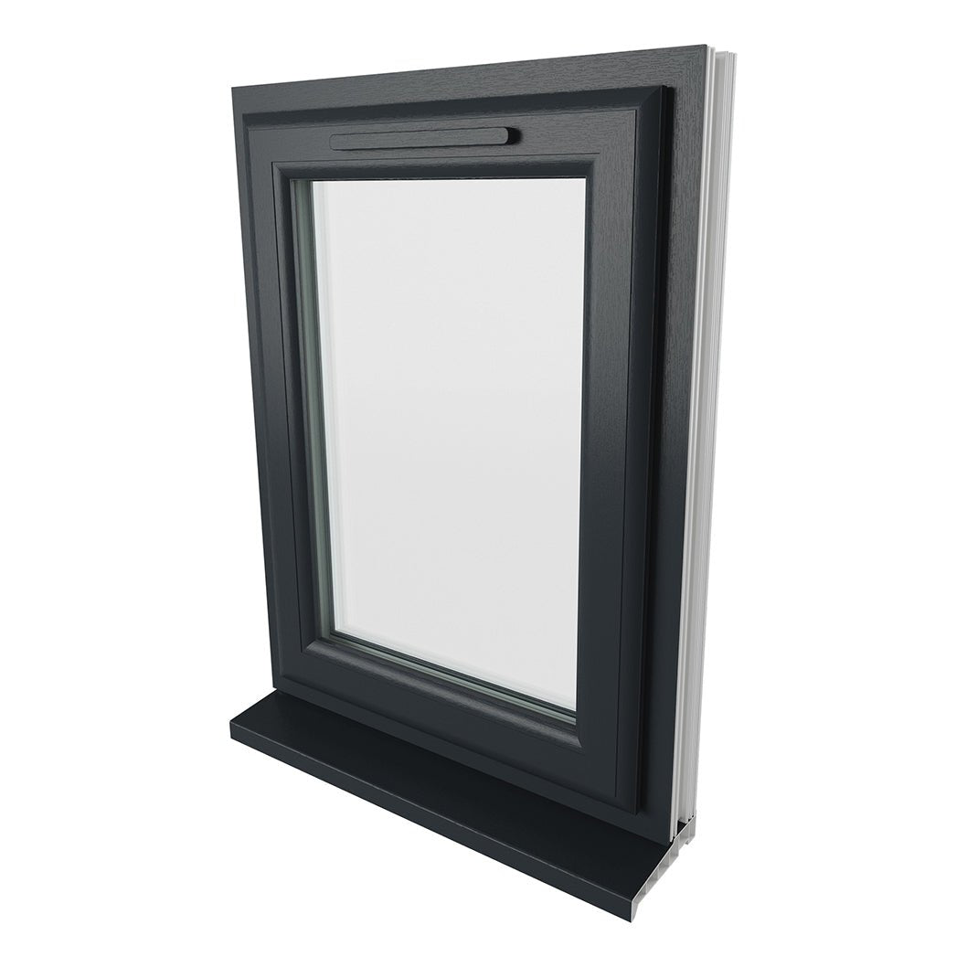 Crystal UPVC Grey 7016 Casement Window White Int Left Side Hung Clear Glazing - JJ Building Materials