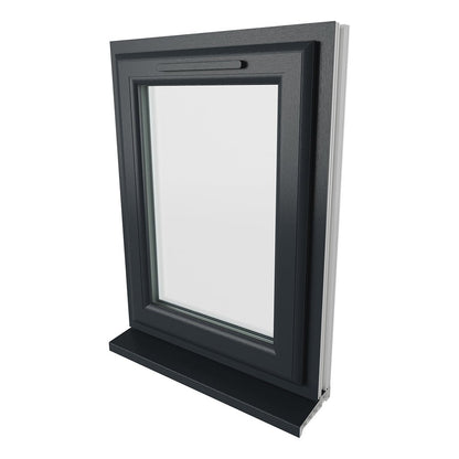 Crystal UPVC Grey 7016 Casement Window White Int Left Side Hung Clear Glazing - JJ Building Materials