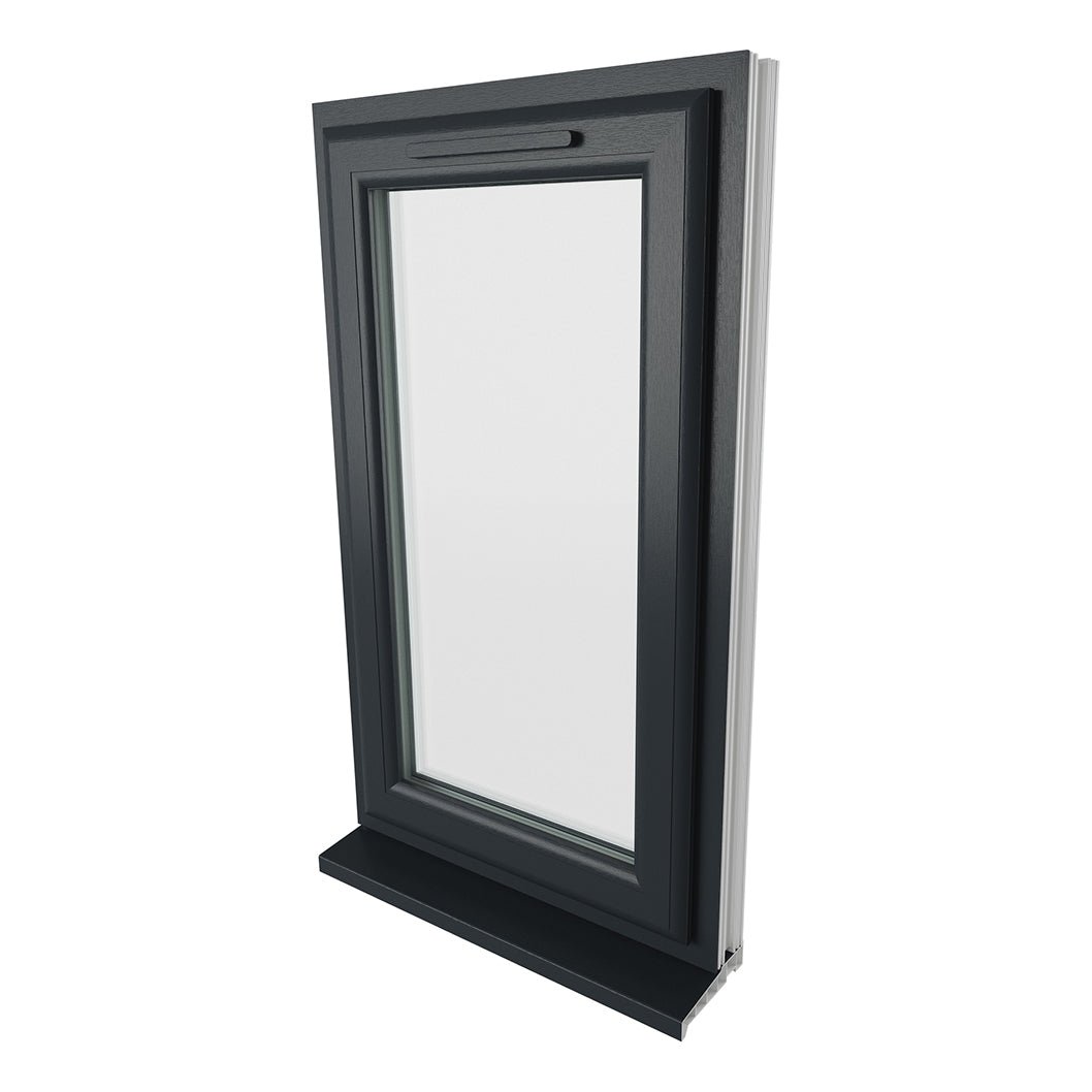 Crystal UPVC Grey 7016 Casement Window White Int Left Side Hung Clear Glazing - JJ Building Materials