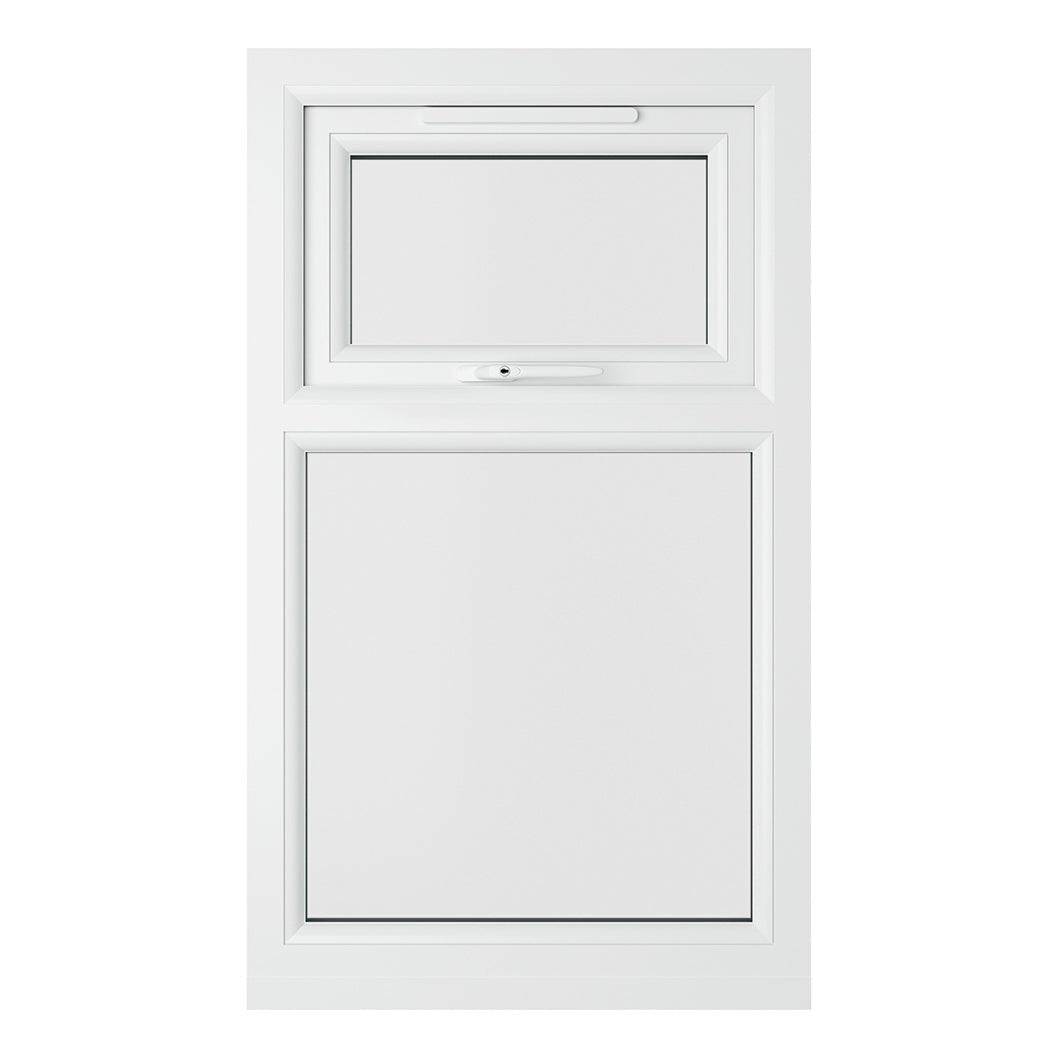 Crystal UPVC Grey 7016 Casement Window White Int Top Hung Opener Over Fixed Light Clear Glazing - JJ Building Materials