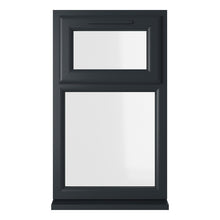 Crystal UPVC Grey 7016 Casement Window White Int Top Hung Opener Over Fixed Light Clear Glazing - JJ Building Materials