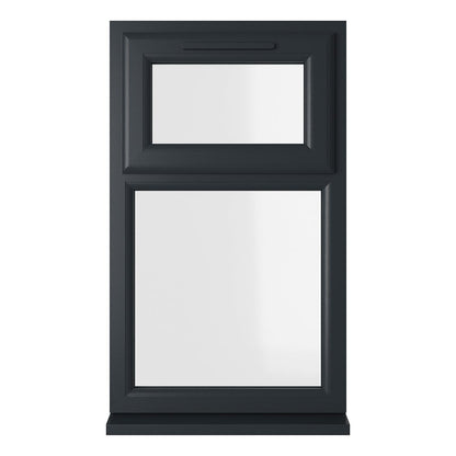 Crystal UPVC Grey 7016 Casement Window White Int Top Hung Opener Over Fixed Light Clear Glazing - JJ Building Materials